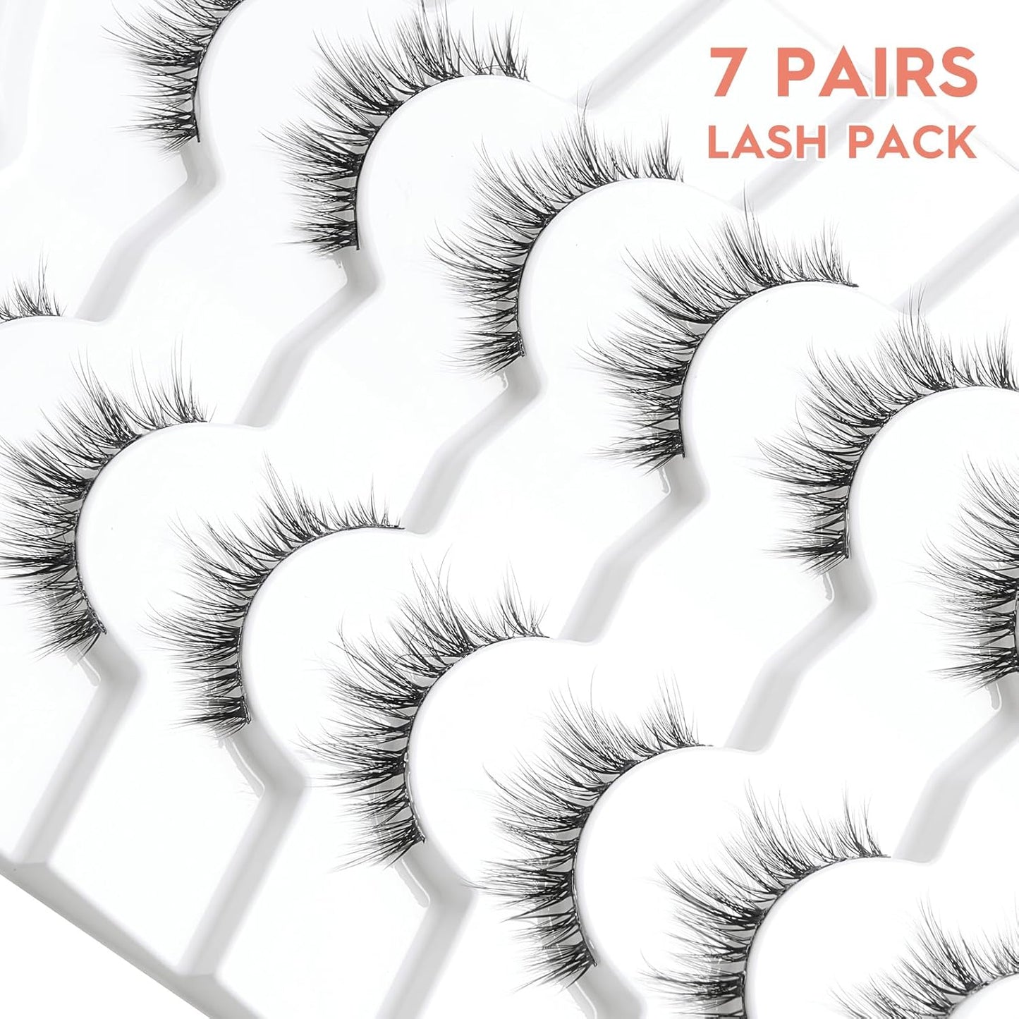 Wispy Lashes False Eyelashes Natural Manga Lashes Anime Lashes with Thinner Band Volume Fake Eyelashes Siligli 12mm Curly Eye Lashes Pack 7 Pair