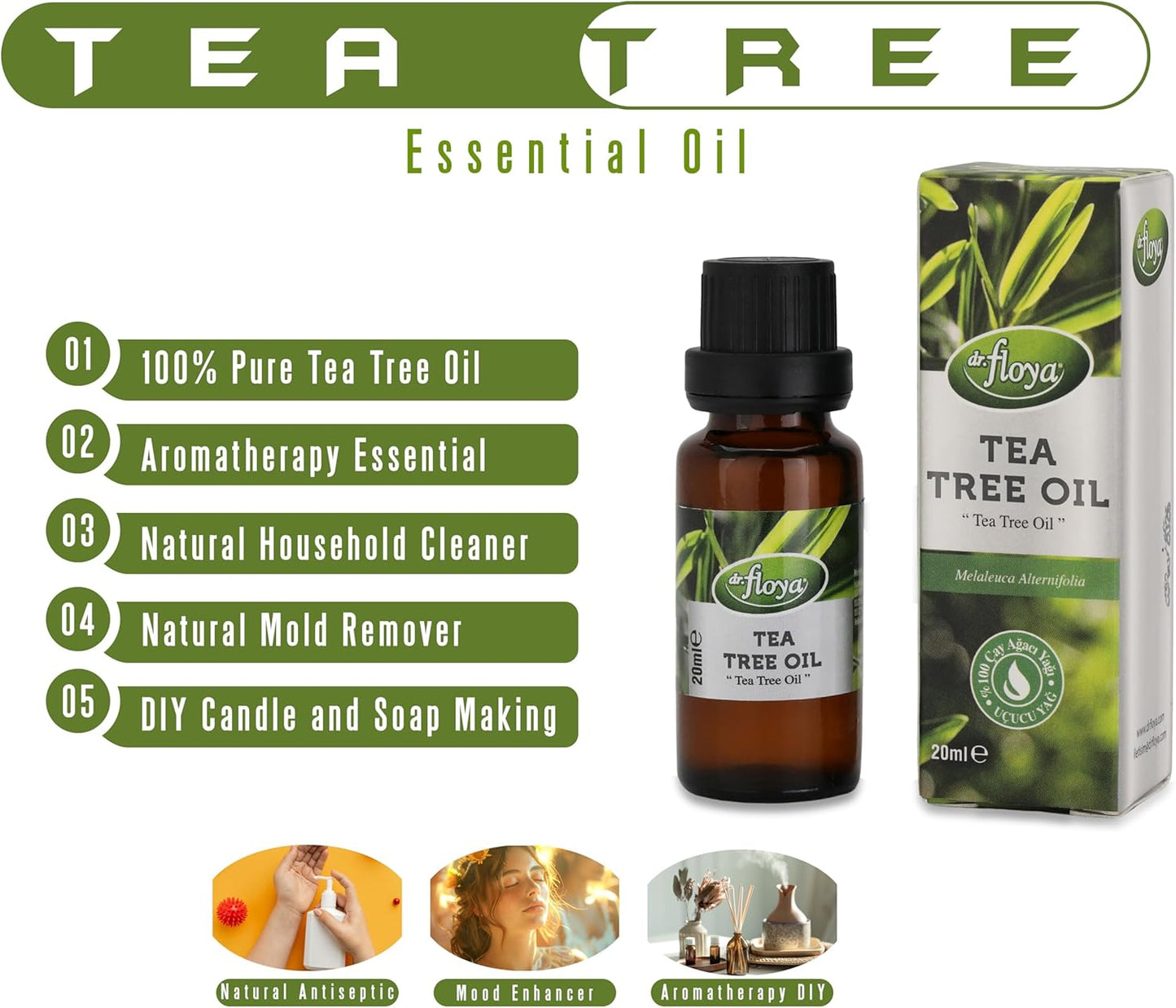 Bee Propolis Extract Alcohol-Free Immune Support Supplement 30ml - 100% Pure Tea Tree Essential Oil 20ml - Natural Immune Booster & Antimicrobial - Ideal for Diffuser, Cleaning, and Aromatherapy