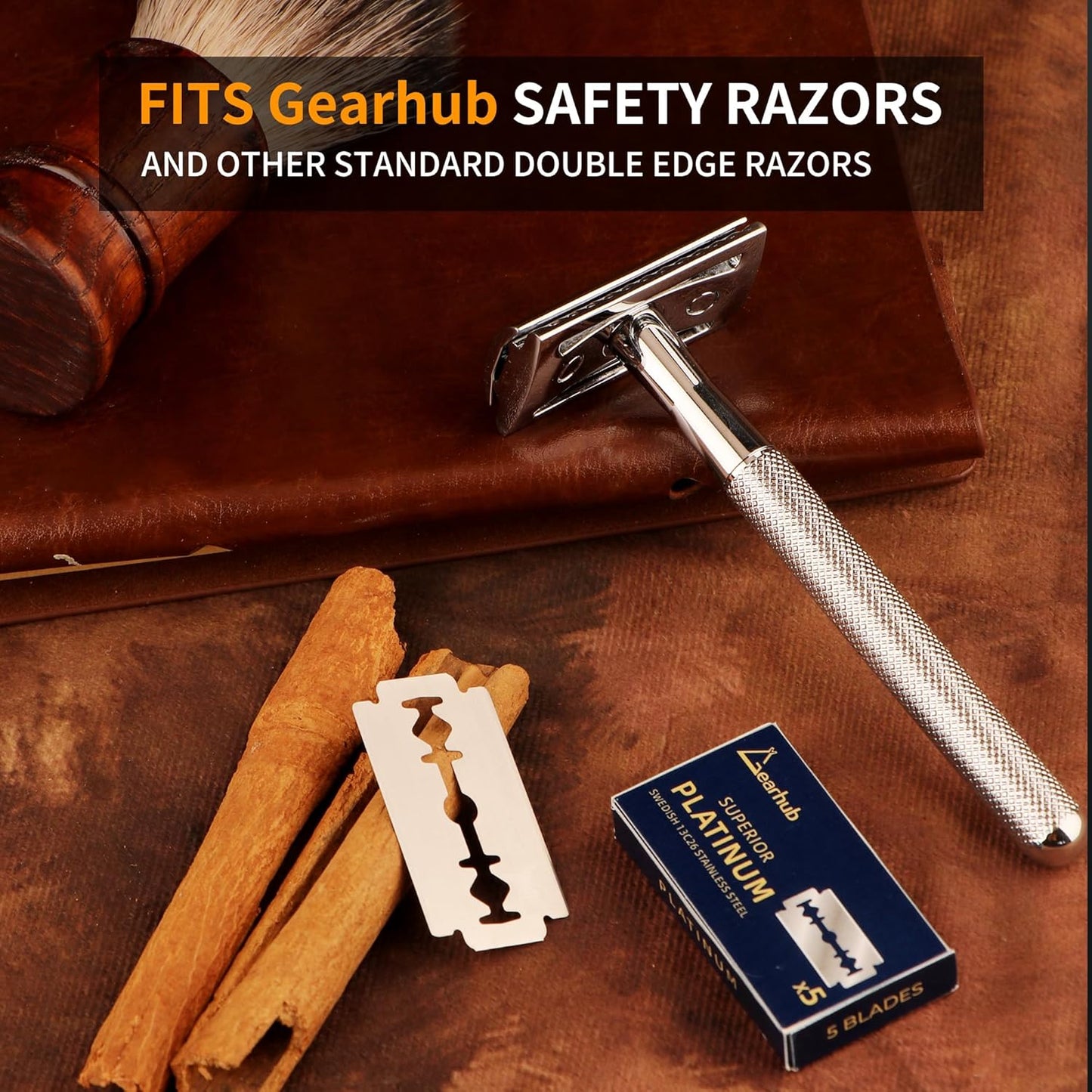 Gearhub Premium 200 Count Double Edge Safety Razor Blades Refills Swedish 13C26 Stainless Steel Platinum Coated, Mild to Medium Sharpness for Smooth Shaves