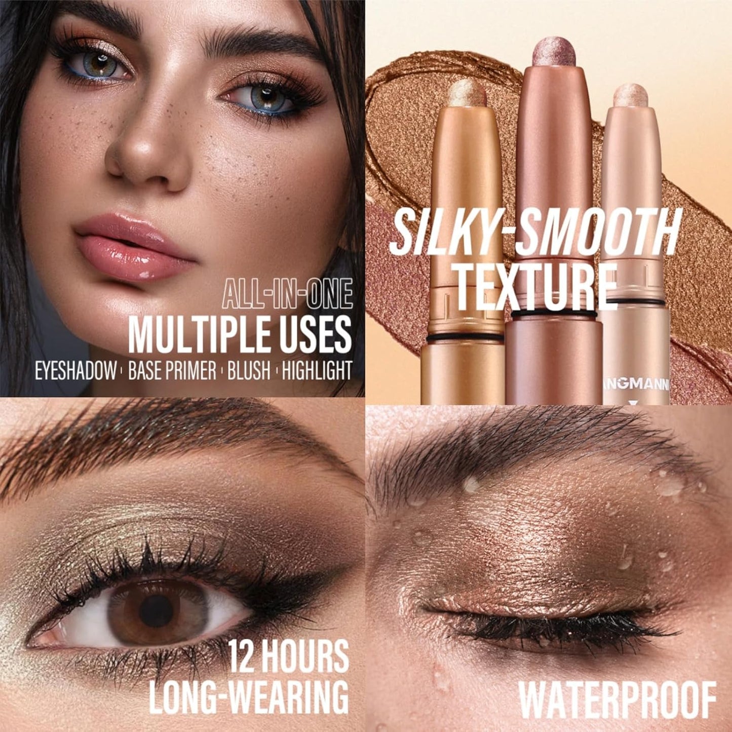 Jolilab Eyeshadow Stick Set, 2 Colors Matte Professional Bright-Colored Contouring and Highlight Eyeshadow Stick, Cream Waterproof Long Lasting High Pigmented Eye Shadow. (2, 07+12)