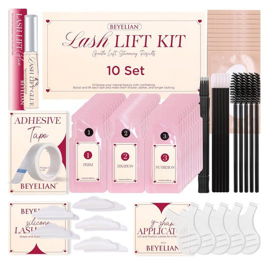 BEYELIAN Lash Lift Kit Eyelash Perm Kit, Professional Instant Perming, Lifting & Curling for Eyelashes, Semi-Permanent Salon & DIY at Home Lash Lift Use for Beginner and Professional 10 Times