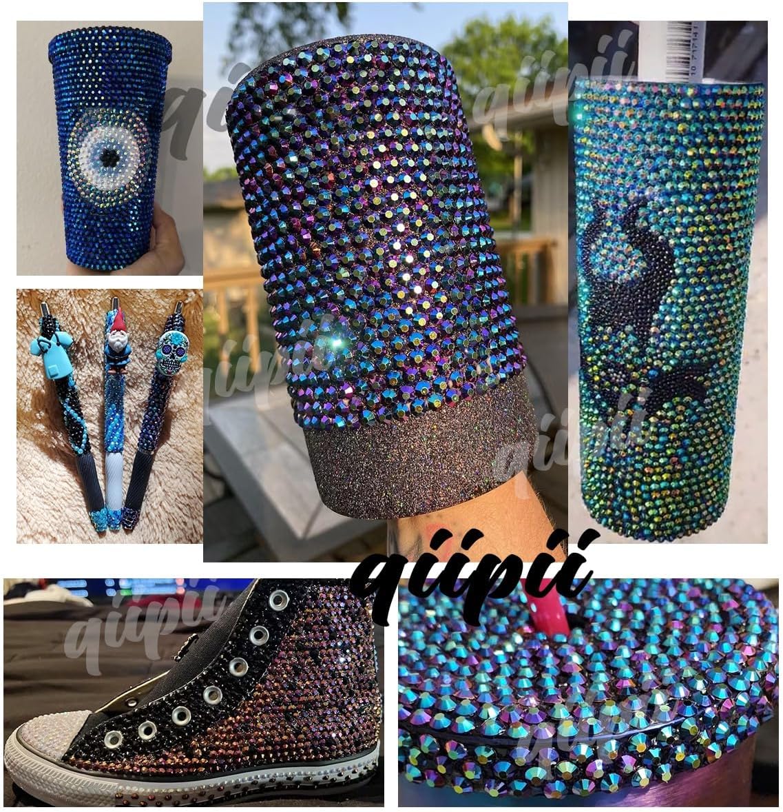 Peacok Green AB Resin Rhinestones w B7000 Jewelry Glue for Bedazzling Crafting 3mm 4mm 5mm 6mm Flatback Jelly Stones Bulk Diamonds Crystals Gems Charms for Nails Face Eyes Makeup Tumbler