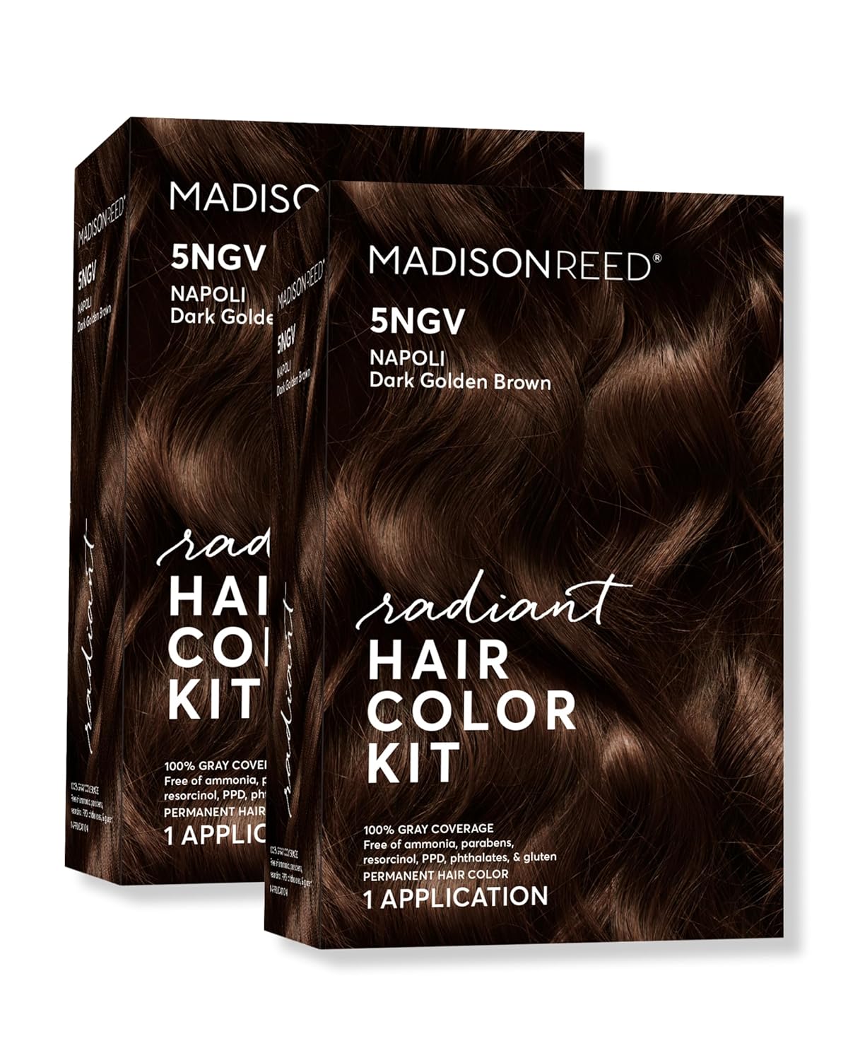 Madison Reed Radiant Hair Color Kit | 5NGV Dark Golden Brown with Warm Tones (Napoli Brown) for 100% Gray Hair Coverage | Dimensional Permanent Hair Dye | PPD-Free & Ammonia-Free | 2 Pack