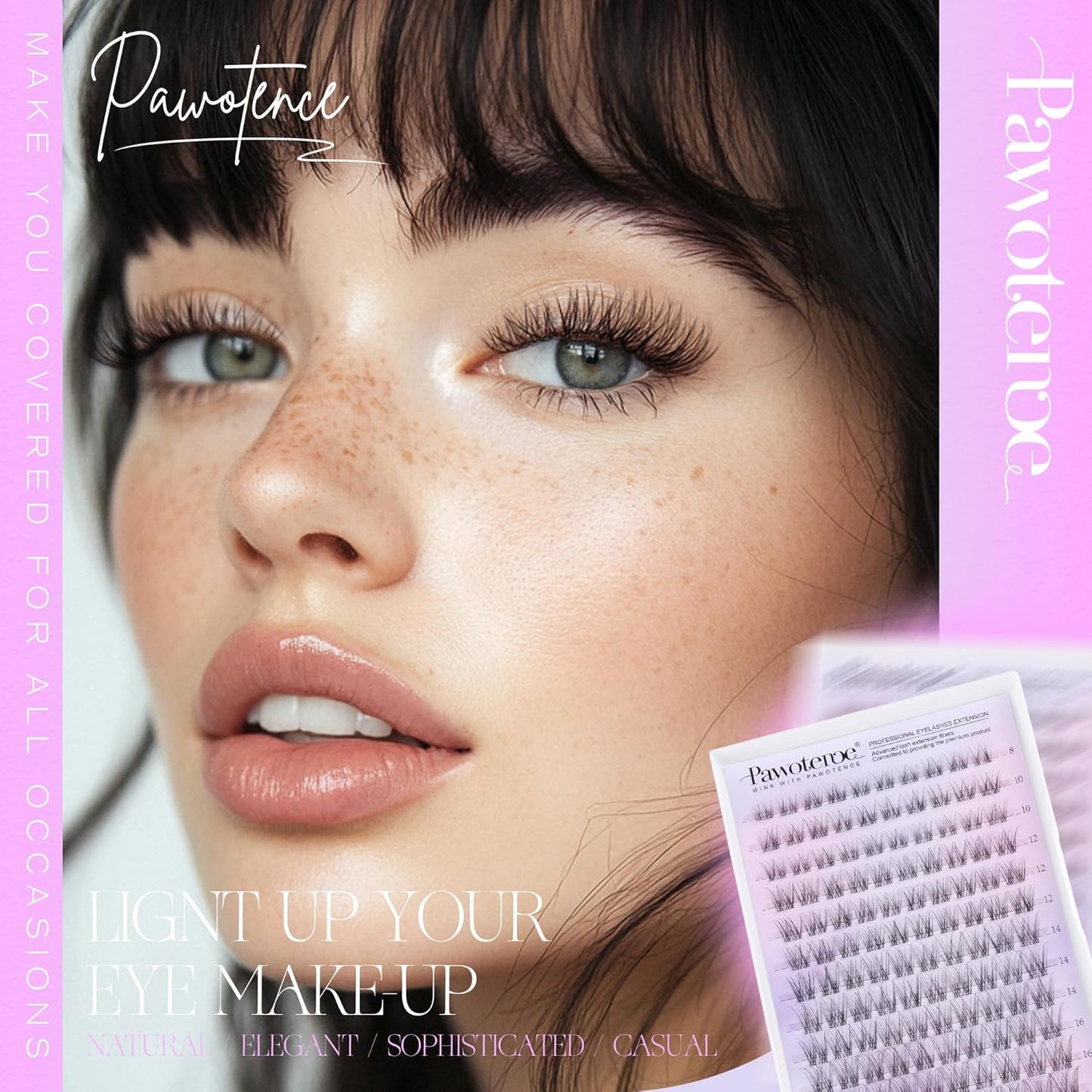 Pawotence Wispy Lash Clusters Natural Eyelash Clusters Invisible Band Individual Lashes 8-16mm Cluster Lashes Extension DIY Soft Comfortable False Eyelashes Cluster Natural Look