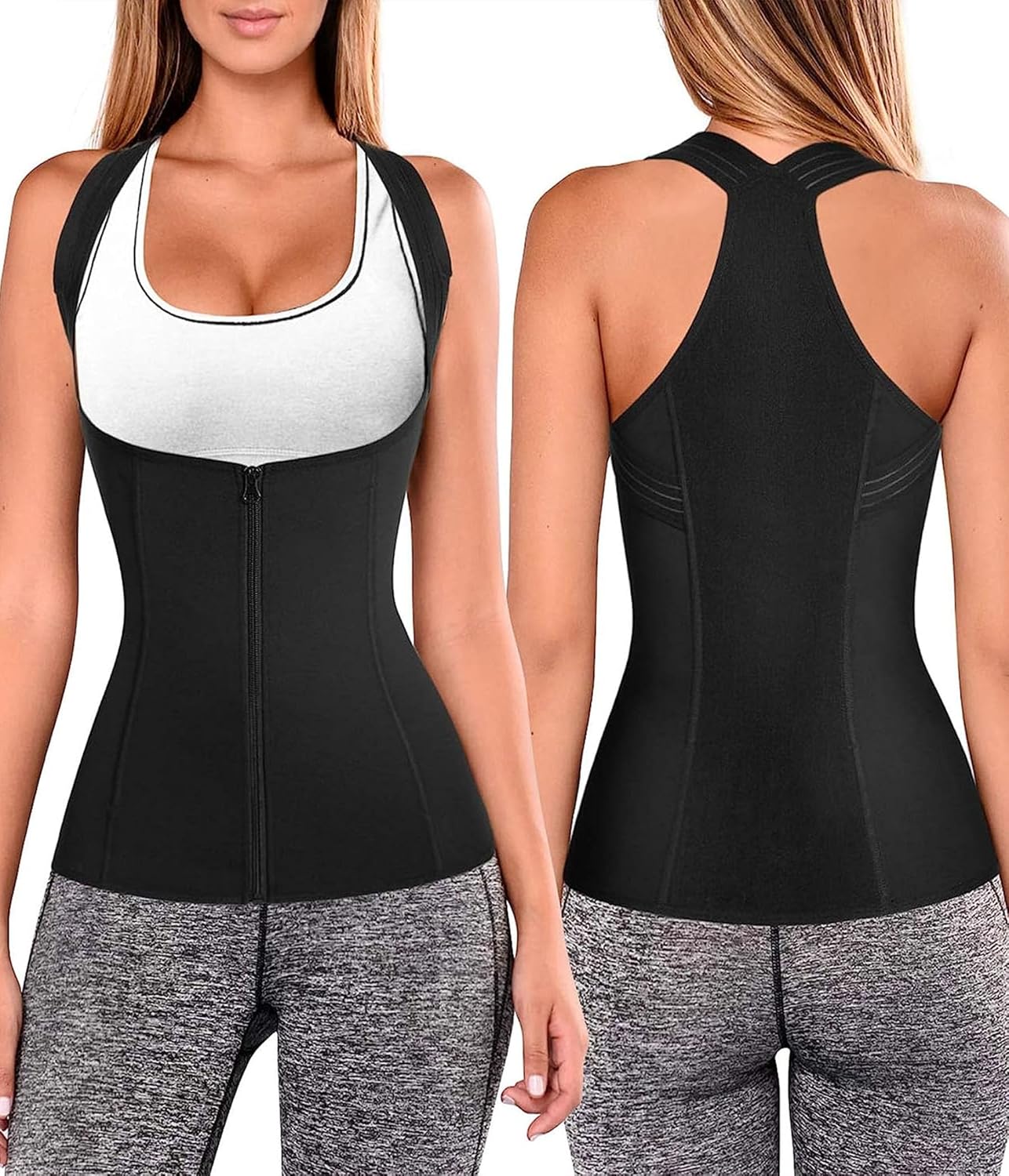 URSEXYLY Women Back Braces Posture Corrector Waist Trainer Vest Tummy Control Body Shaper for Spinal Neck Shoulder and Upper Back Support (L, Black)