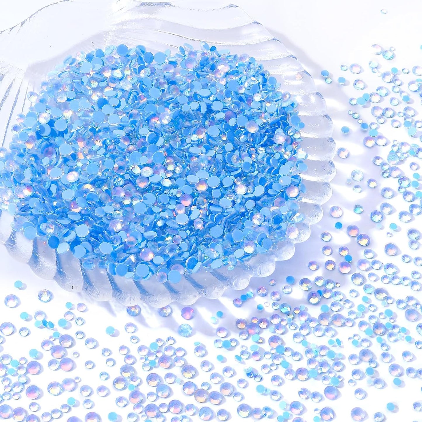 F Light Blue Flatback Rhinestones, Glass Rhinestones for Nail Art and Craft, Glue Fix, Loose Crystal Gemstones(F Light Blue, SS30, 288pcs, 6.4-6.6mm)
