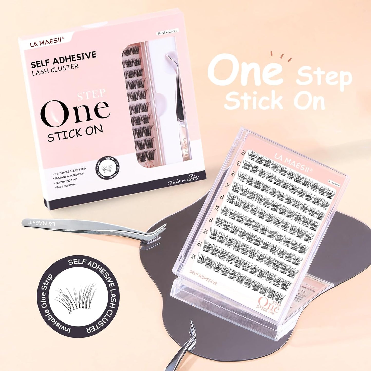 Self Adhesive Eyelashes, 112Pcs Clear Band Lash Clusters, Wipsy Pre-Glued Eyelash Clusters, No Glue Needed Press On Invisible Band Resuable Eyelashes(SC15)