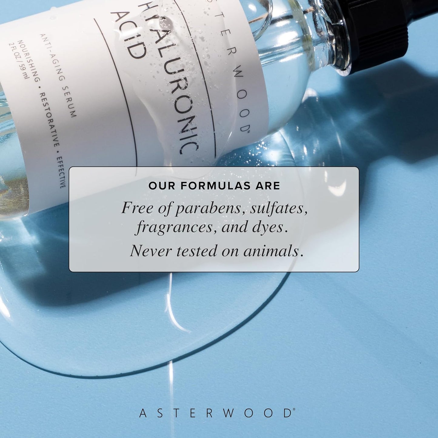 Asterwood Hyaluronic Acid Serum for Face - Plumping, Anti-Aging, Hydrating - Fragrance-Free - 4 Fl Oz
