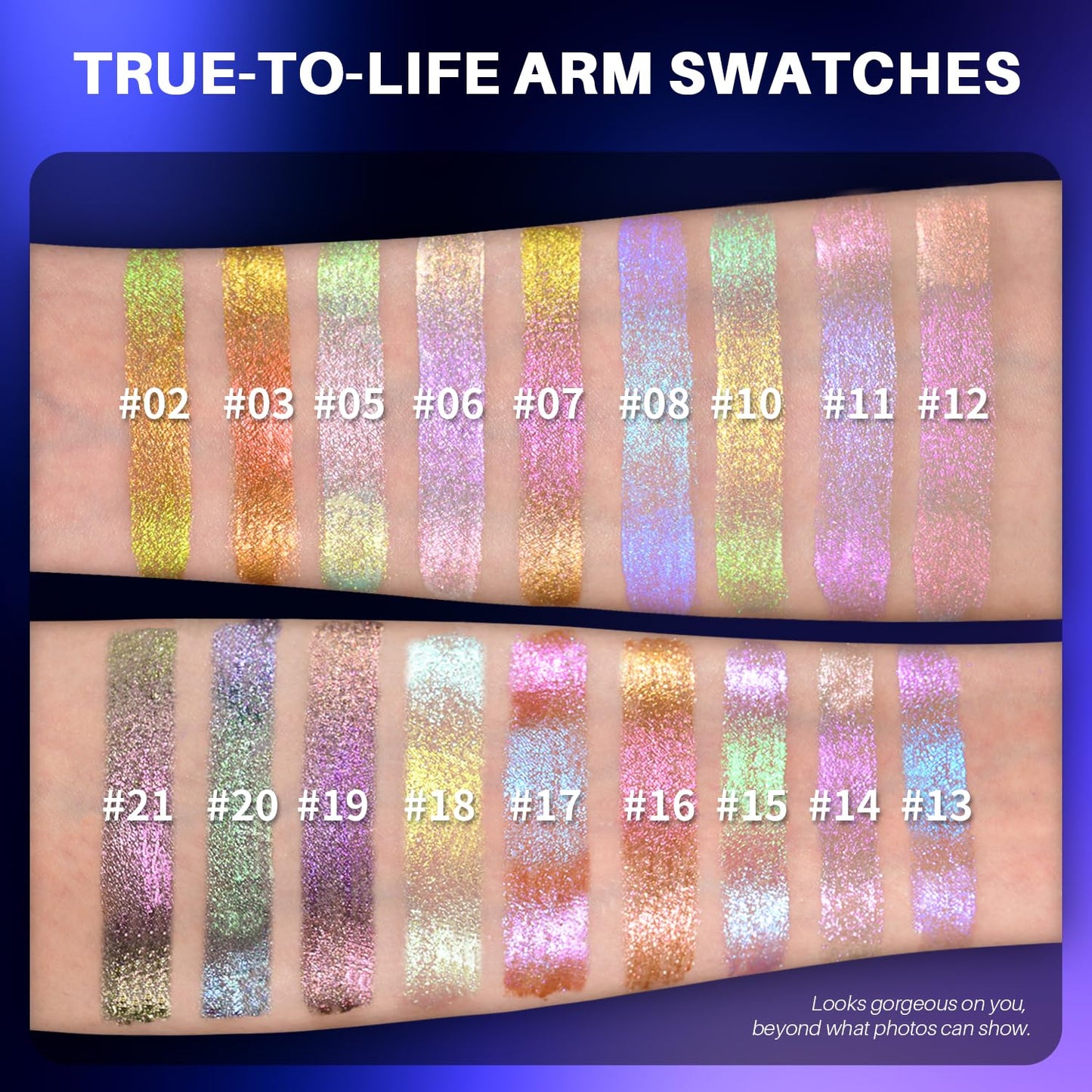 CHARMACY Liquid Duochrome Eyeshadow, Multi-Dimensional Eye Looks, Long Lasting Glitter Eye Shadow Sets Metallic Pigments, Quick Drying, Sparkling Shiny Eye Makeup for Beginners, 1.6g (#15)