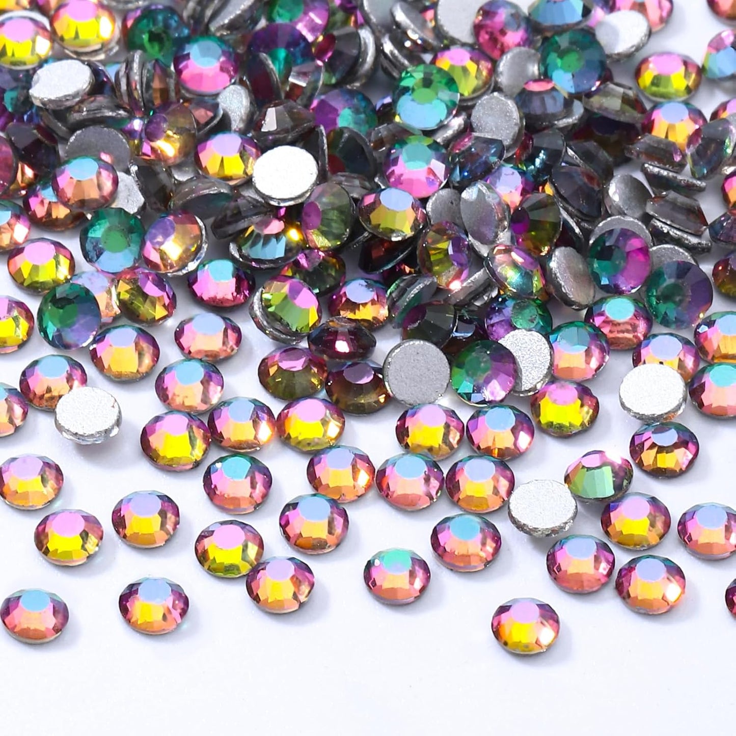 Green Volcano Flatback Rhinestones, Glass Rhinestones for Nail Art and Craft, Glue Fix, Loose Crystal Gemstones(Green Volcano, SS4, 2880pcs, 1.5-1.7mm)