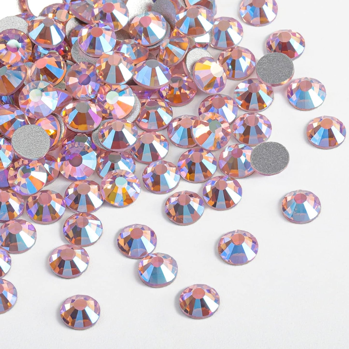Beadsland 1440 Pieces Flat Back Crystal Rhinestones Round Gems,Light Pink AB,SS20,4.6-4.8mm