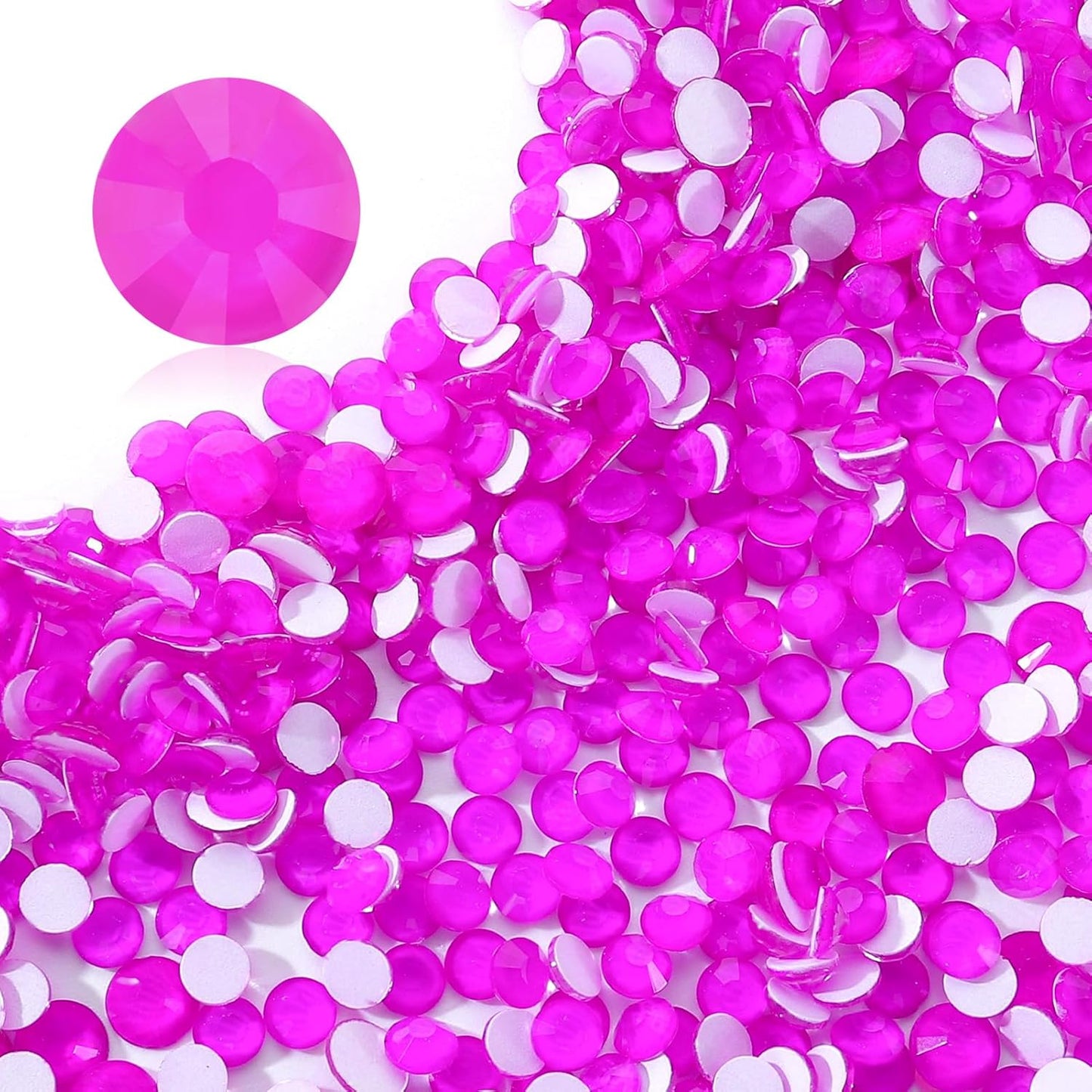 Neon Purple Flatback Rhinestones, Glass Rhinestones for Nail Art and Craft, Glue Fix, Loose Crystal Gemstones(Neon Purple, SS6, 1440pcs, 1.9-2.0mm)