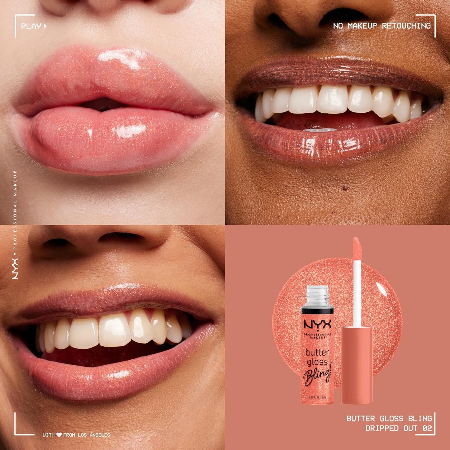 NYX Professional Makeup Butter Gloss Bling Lip Gloss, Non Sticky and Shiny Vegan Lip Makeup - Dripped Out