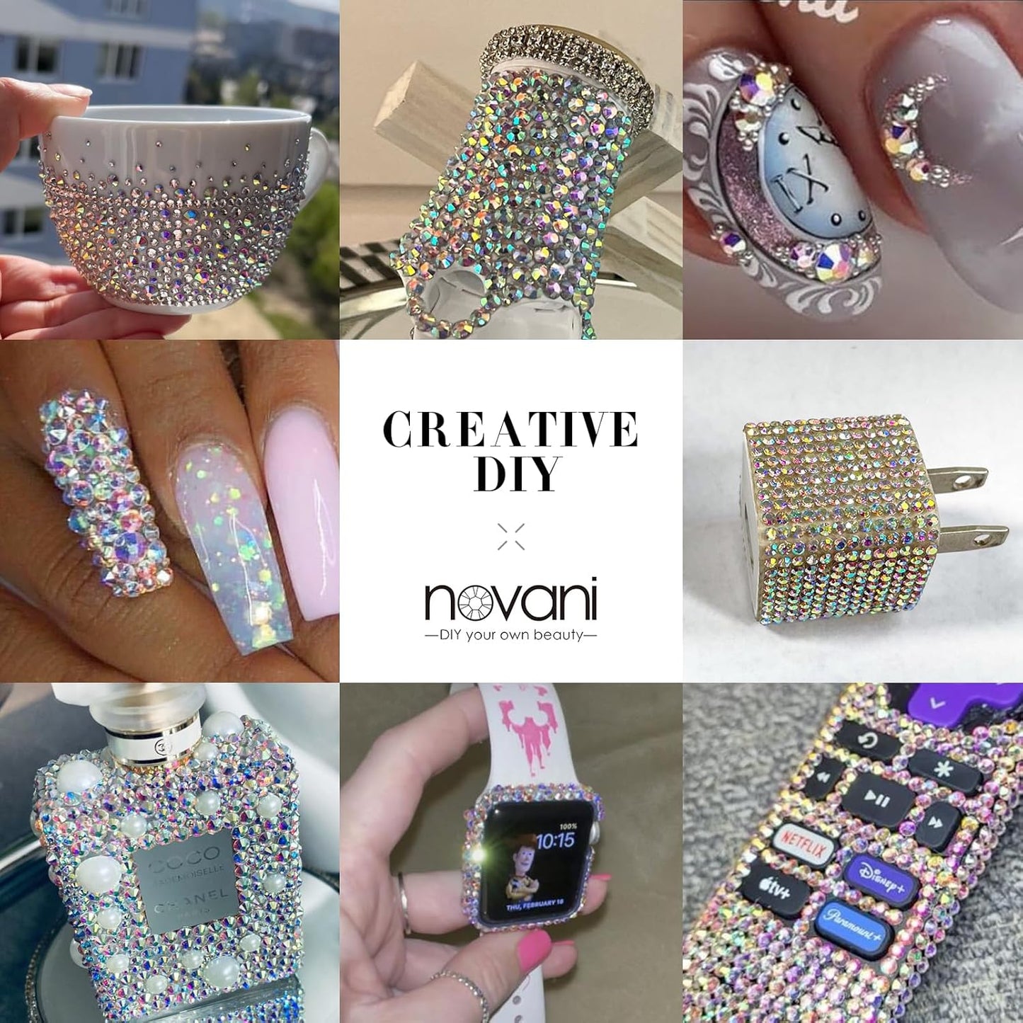 Novani 144pcs Crystal AB Rhinestones Flat Back Round Rhinestone Style 2088 Sparkly Crystal Gemstones for Nail Art and Crafting,SS30(6.4-6.6mm