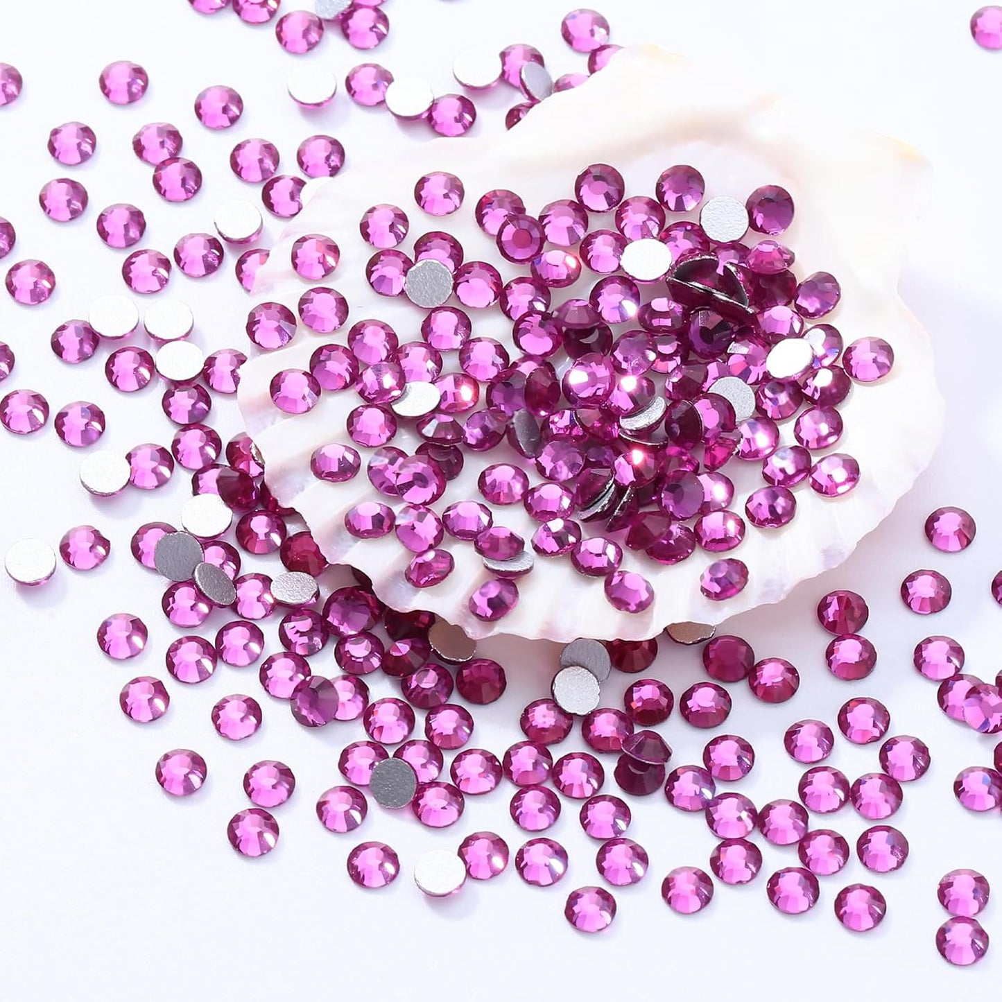 Fuchsia Flatback Rhinestones, Glass Rhinestones for Nail Art and Craft, Glue Fix, Loose Crystal Gemstones(Fuchsia, SS6, 1440pcs, 1.9-2.0mm)