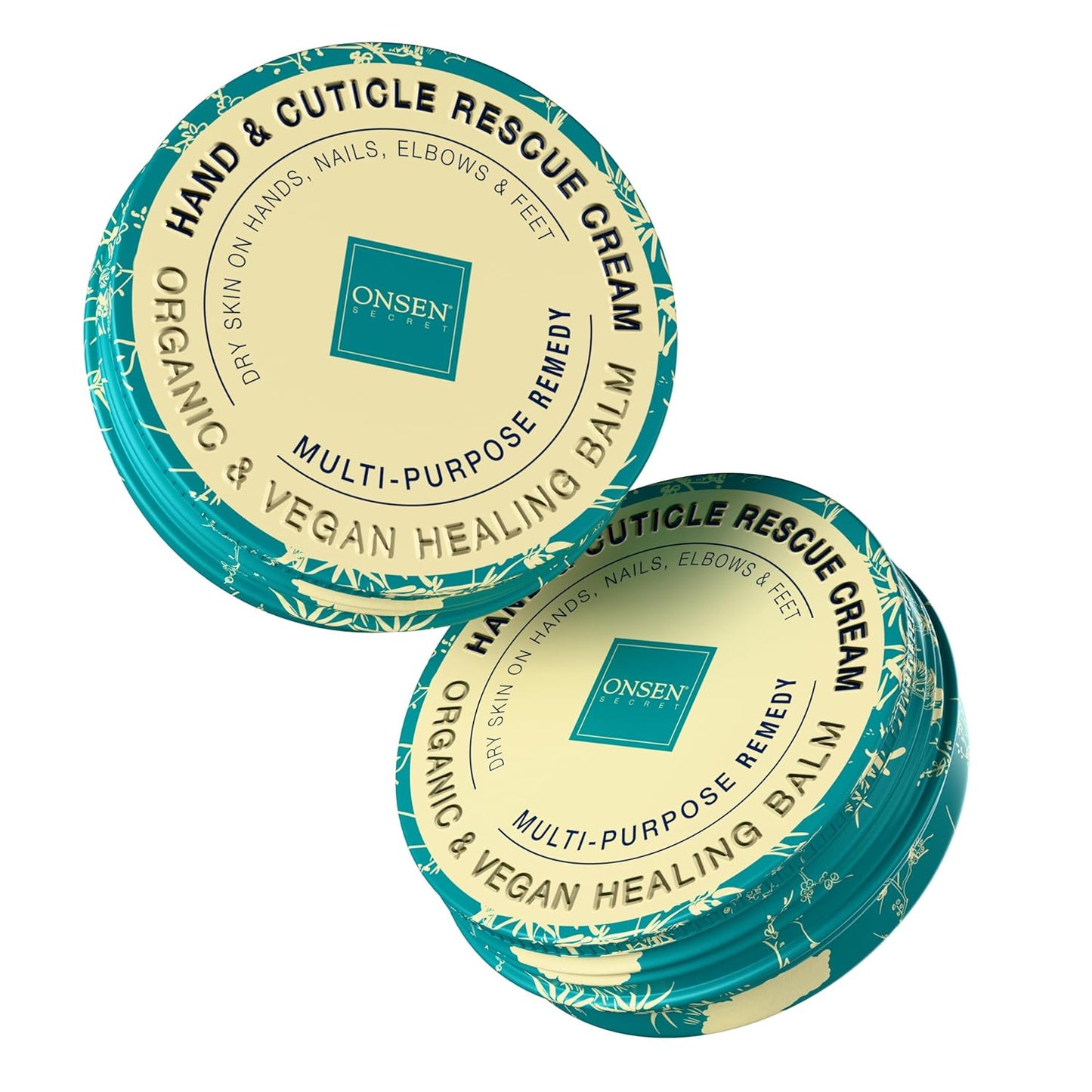 Onsen Hand & Cuticle Rescue Cream | Organic Nail Strengthener & Balm | Dry, Cracked Hands, Elbows & Feet | Shea Butter, Tsubaki & Jojoba Oil | Nail Repair & Growth, Vegan - 2 Pack (0.88 oz)