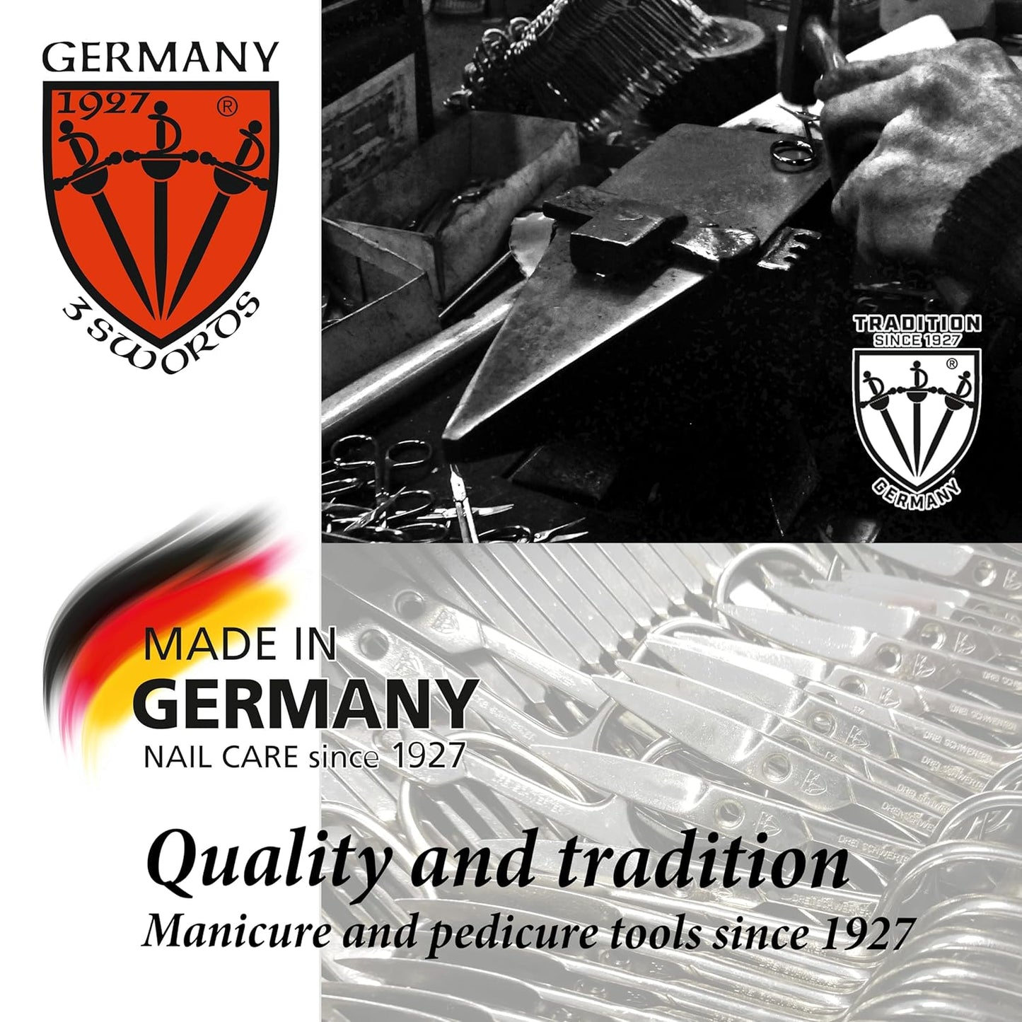 3 Swords Germany - brand quality STAINLESS STEEL INOX CURVED NAIL SCISSORS (1 PIECE) with case for manicure pedicure - nail care by 3 Swords - Made in Germany