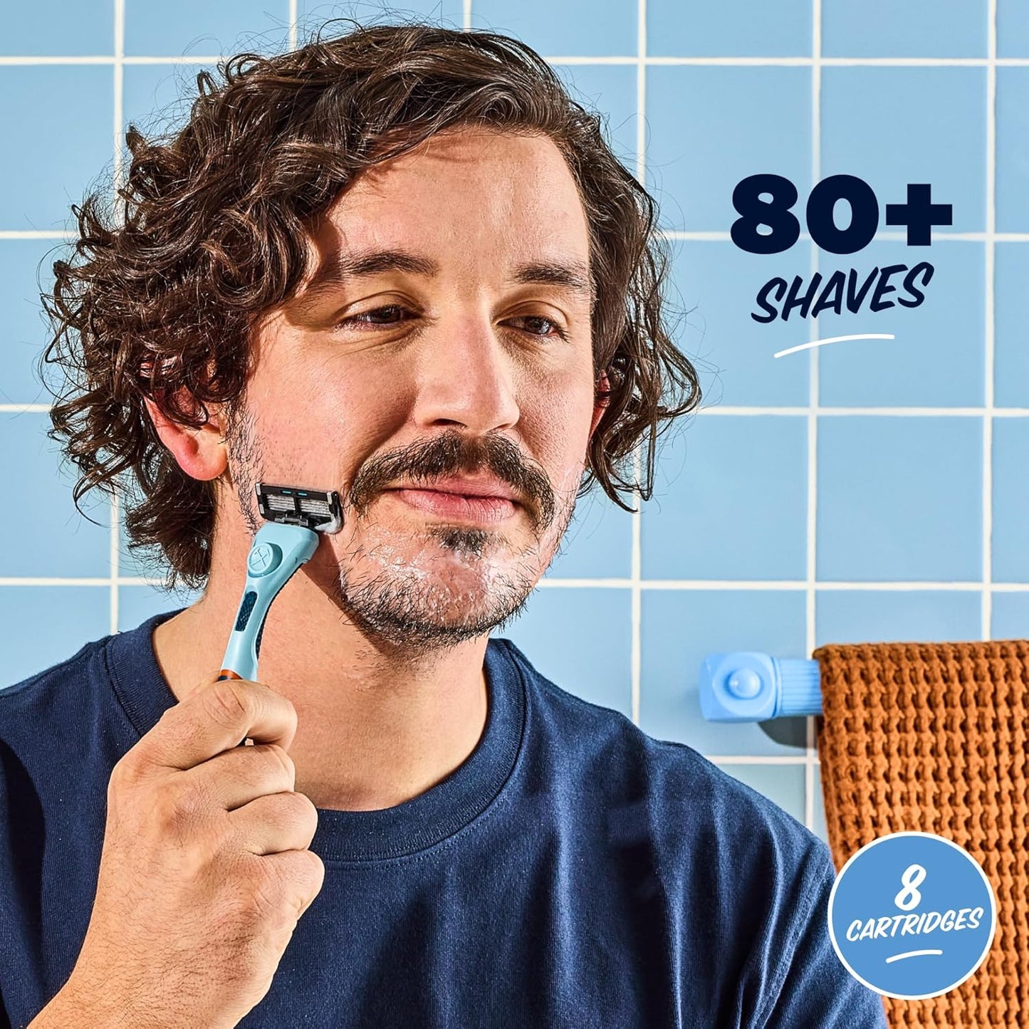 Dollar Shave Club | 6 Blade Razor Refills (8 Pack) | 6 Stainless Steel Blades for a Close & Comfortable Shave, 1 One Wipe Charlies