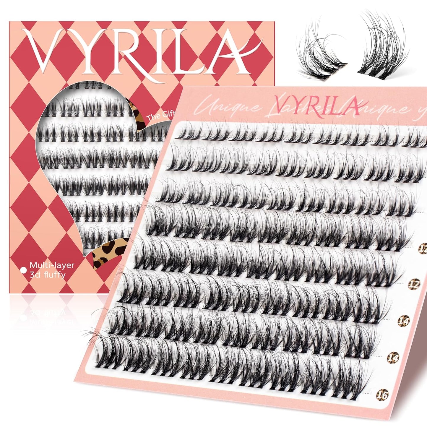 Lash Clusters 0.05mm PBT Fiber Eyelash Clusters, 0.1mm Superfine Invisiband D Curl Diy Lash Extension, 72pcs 8-16mm Individual Like Eyelash Extensions (Soul-D-8-16Mix)