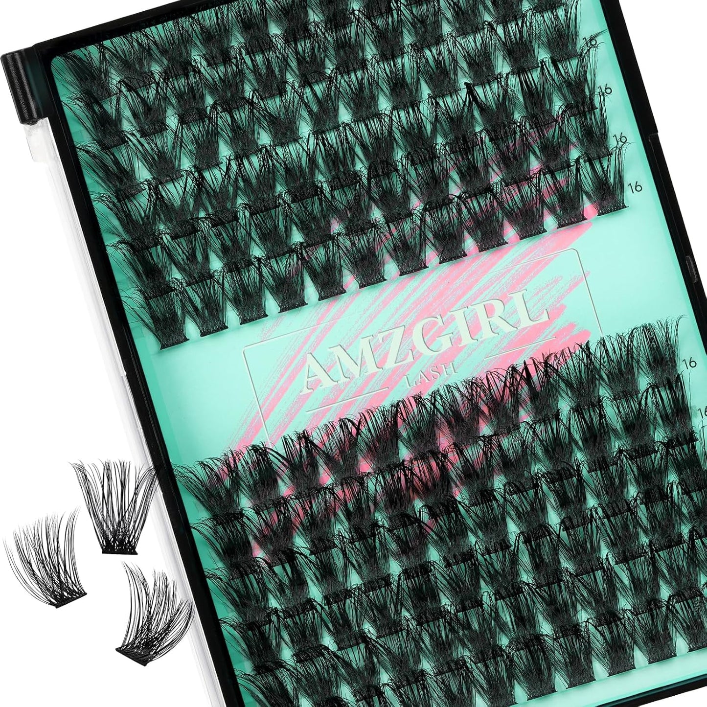 Wispy Lash Clusters Eyelash Extensions 144pcs Individual Lashes Cluster 16mm C Curl Fake Eyelash with Thin Band DIY Cluster Lashes At Home For Beginners (C-16mm)