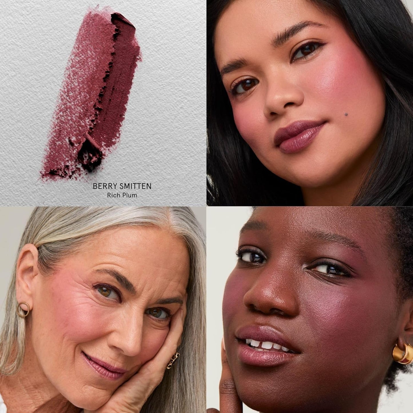 SOSHE Beauty - Blurring Pillow Blush | Featherlight, Cushiony, Cream to Powder Formula | Squalane, Cucumber Seed Extract, Ashwagandha Root | Vegan, Clean, Cruelty-Free (Berry Smitten, Rich Plum)