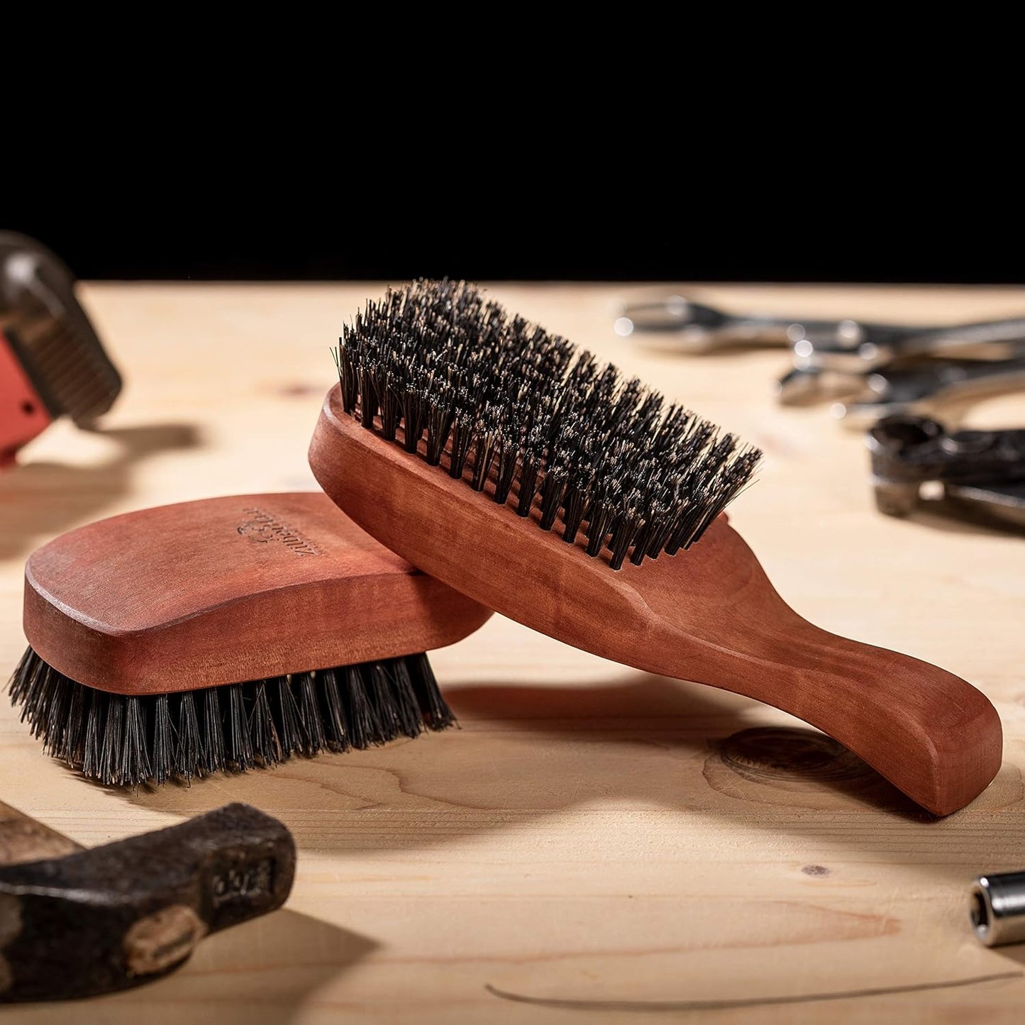 ZilberHaar Major – Men's Hair and Beard Brush – Soft Boar Bristles – Massages and Exfoliates Skin and Scalp – Ideal Men's Grooming Accessory – Made in Europe