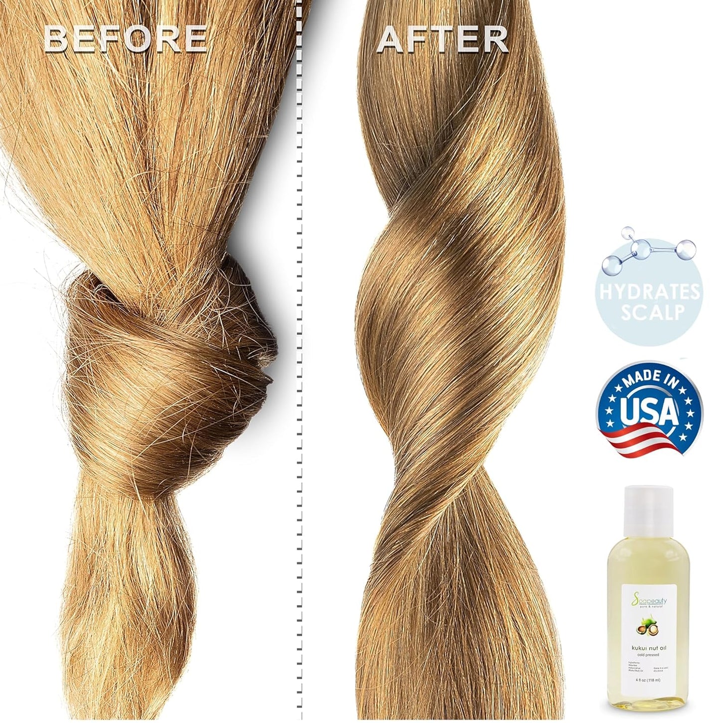 Soapeauty Kukui Nut Oil | 100% Pure & Natural | Cold Pressed | Moisturizing Oil for Skin, Hair, and Soap Making | 24 fl oz (2 * 12 fl oz)