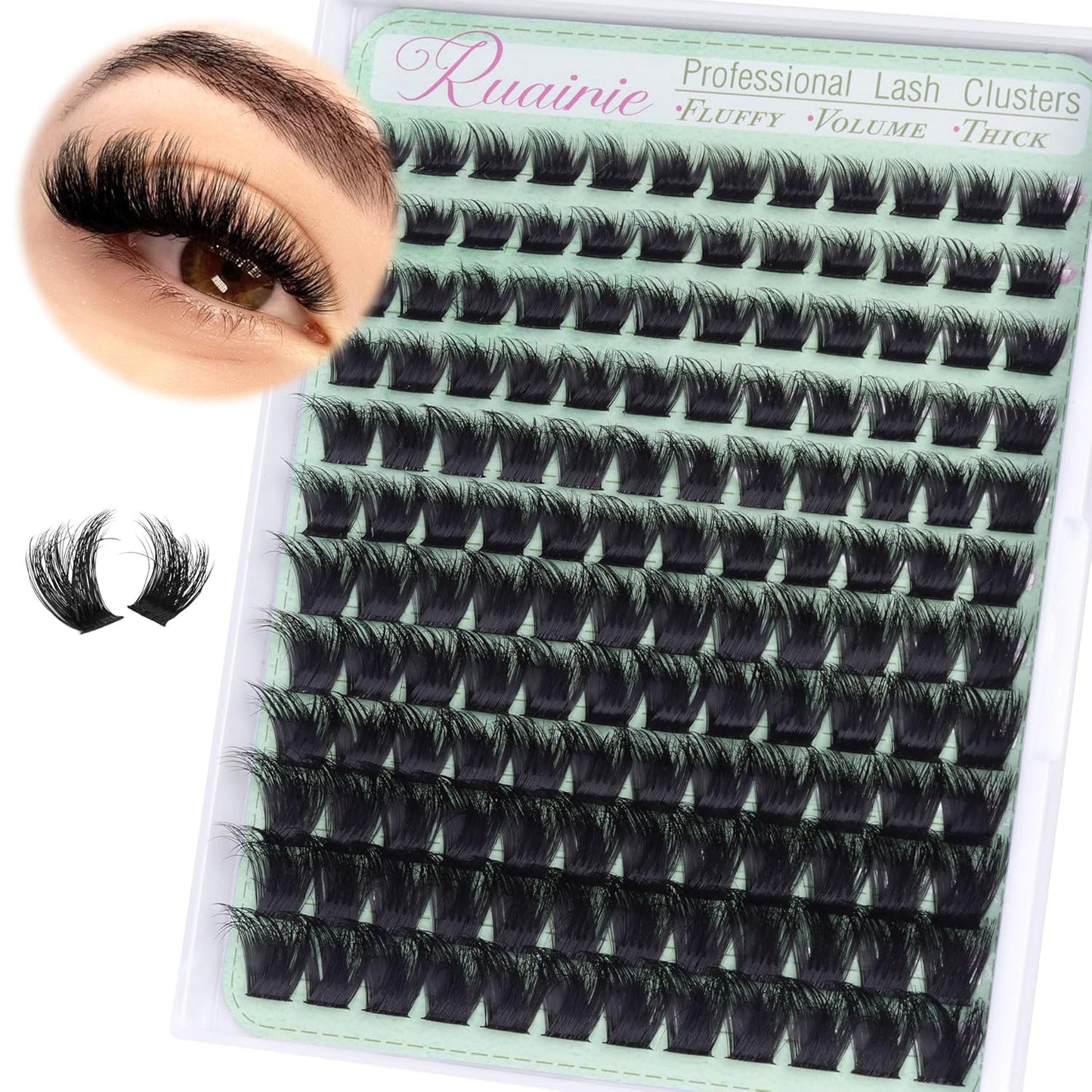 Ruairie Lash Clusters Eyelash Clusters Eyelash Extensions Thick Cluster Lashes Extension 8-16MM Individual Lashes 300D Volume Eye Lash Clusters D-Curly Individual Eyelashes Wispy