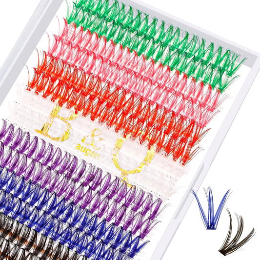 B&Q Lash Clusters Colored DIY Eyelash Extensions 280 Clusters Lashes 40D-D-14mm 7 Color Mix Volume Eyelash Clusters Wispy Individual Cluster DIY at Home(7MIX,40D-D-14mm)