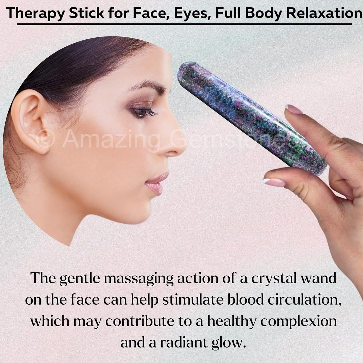 Amazing Gemstone Ruby Kyanite Crystal Wand Massage Stick - Pelvic Wand Gua Sha for Adults - Crystals and Healing Stones Massage Wands for Adults Gifts (Smooth)