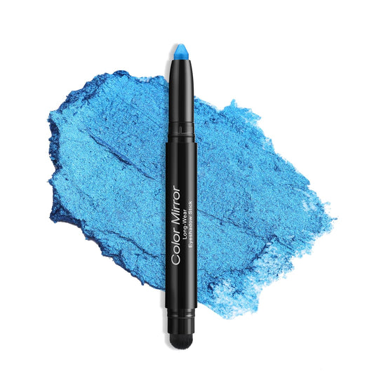 Longwear Cream Eye Shadow Sticks(62 Sapphire Shimmer), Smudge-Proof, Waterproof Eyeshadow,Silky Formula Glitter With Makeup Brush,Sapphire Blue