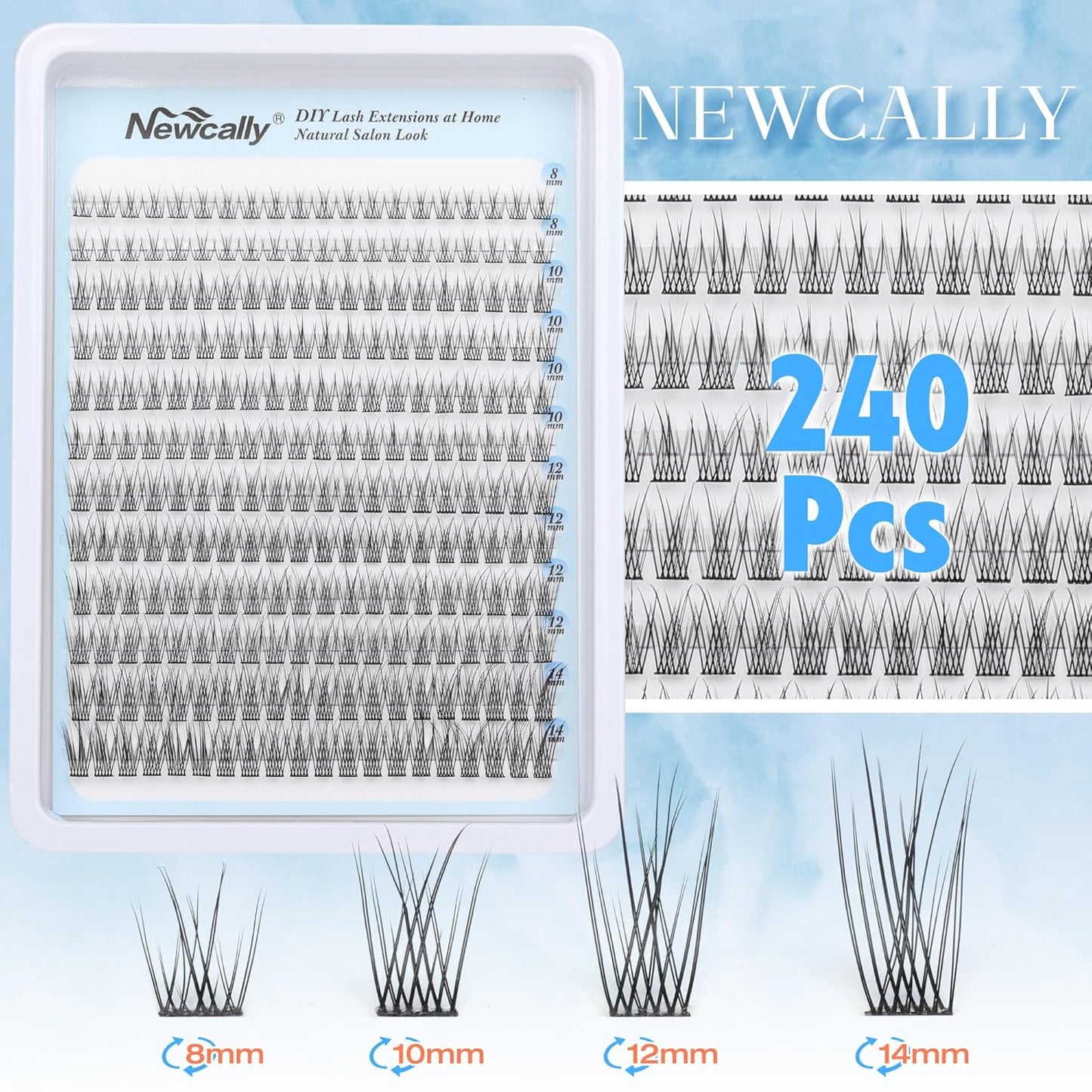 Natural Lash Clusters DIY Lash Extension Wispy Eyelash Clusters C-curly Cluster Eyelash Extension 10-14MM Individual Lashes Eyelash Extension Faux Mink Lash Clusters by Newcally