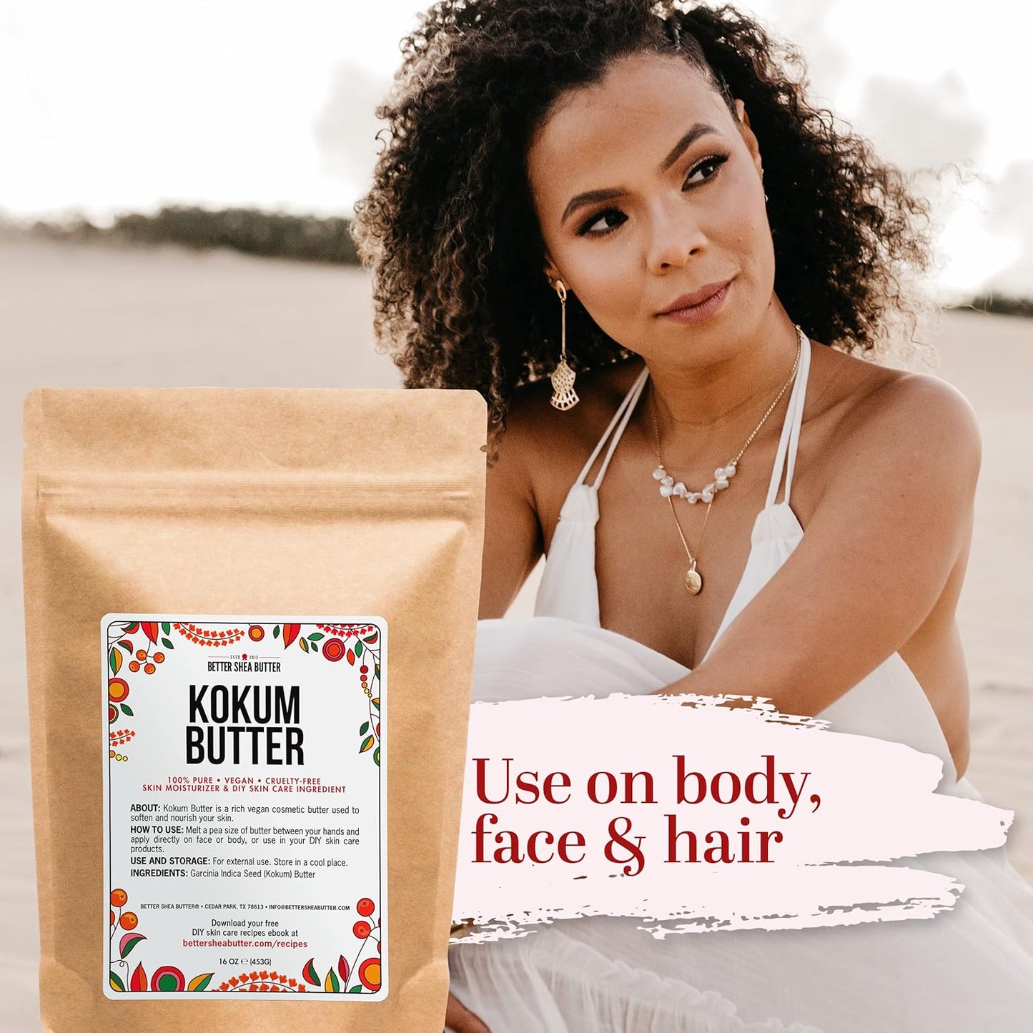 Raw Kokum Butter Unrefined - Body Butter Bar for Soap Making and DIY Lotion, Skin and Hair Products - Pure, Unscented Moisturizer for Skin - Kokum Butter 1 lb Block