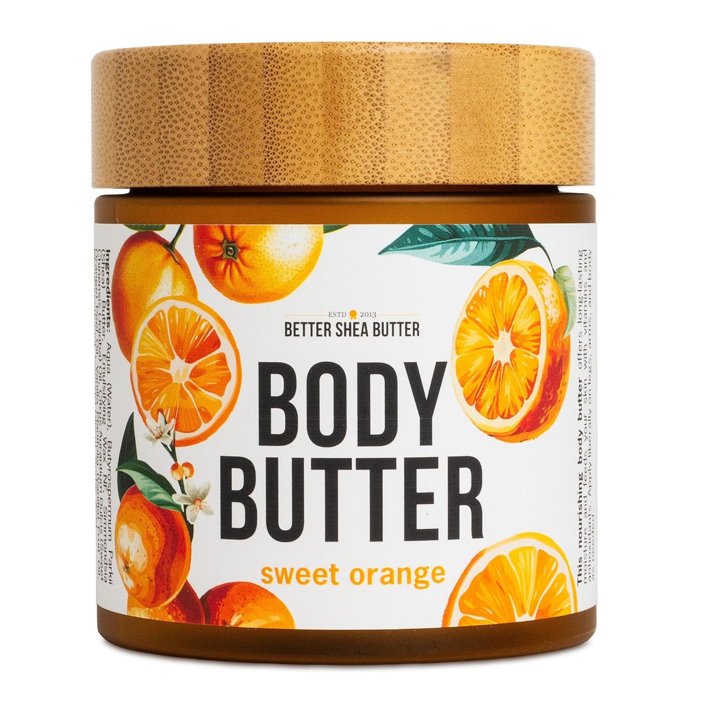 Sweet Orange Body Butter - Raw Shea Butter with Jojoba Oil, Orange Vanilla Body Lotion Scented with Essential Oils, No Synthetic Fragrances, Full Body Moisturizer for Dry Skin