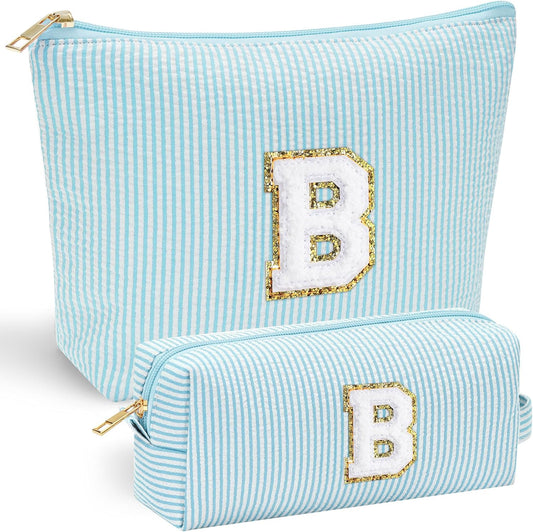 YOOLIFE 2 Travel Makeup Bags for Women - Cute Makeup Bag Makeup Bag Organizer Make Up Bag Travel Essentials Makeup Bag Personalized Gifts Friend Gifts for Women Teenager Bridesmaids Letter B
