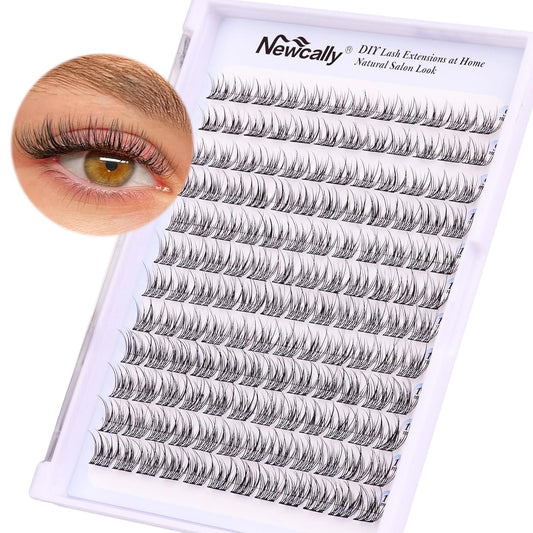 Natural Lash Clusters DIY Eyelash Extension Wispy 144 Pcs Individual Cluster Lashes Extension at Home C-curly 9-11MM Eyelash Cluster Faux Mink False Lashes by Newcally
