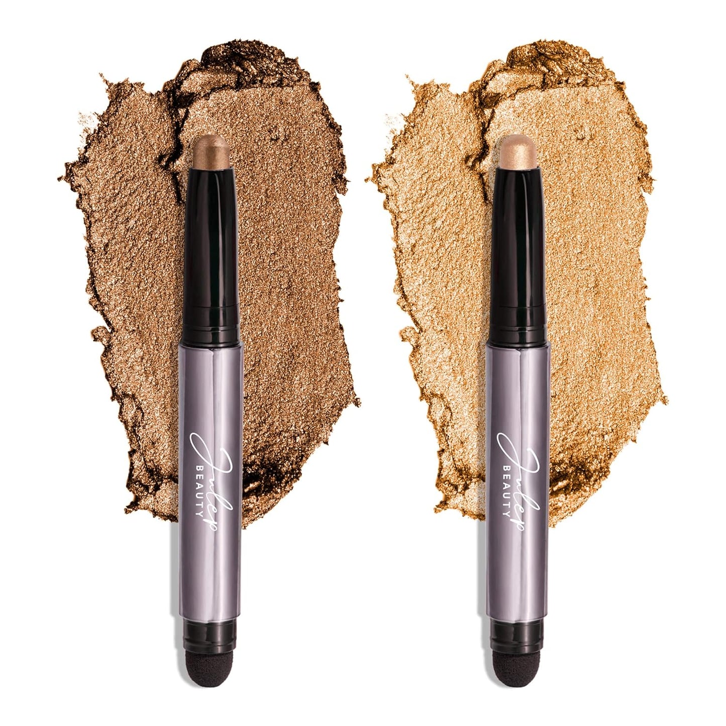 Julep Eyeshadow 101 Crème-to-Powder Waterproof Eyeshadow Stick Duo – Long-Lasting, Crease-Proof, Easy Apply with Built-in Smudger - Bronze Shimmer and Warm Gold Shimmer