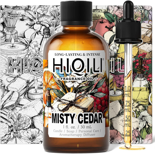 HIQILI Misty Cedar Fragrance Oil for Candle & Soap Making, DIY Fresh Hand Wash, Luxury Hotel Scents for Air Diffuser - 1 Fl Oz