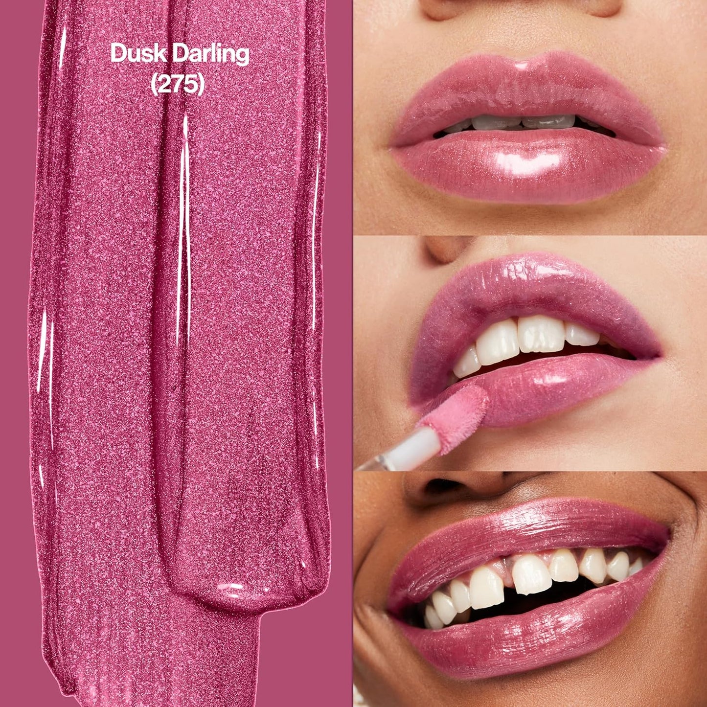 Revlon Super Lustrous Lip Gloss, Non-Sticky, Hydrating, High Shine Finish, 275 Dusk Darling, 0.13 oz